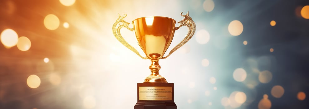 Champion golden trophy for winner background. Success and achievement concept. Generative AI photo