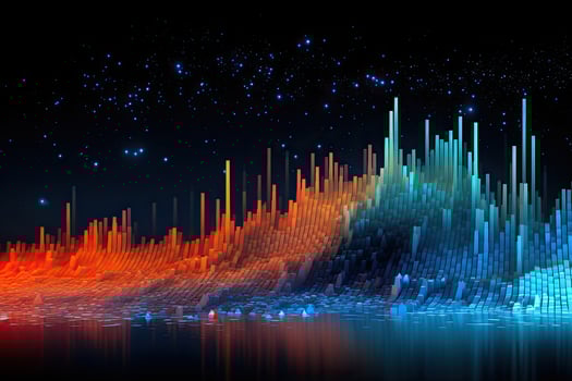 abstract background with blue and red equalizer illustration. Abstract background of data visualization, AI Generated photo