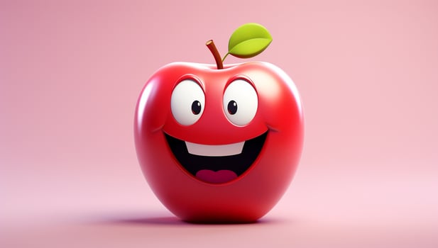 Funny apple with smiling face. AI generated photo