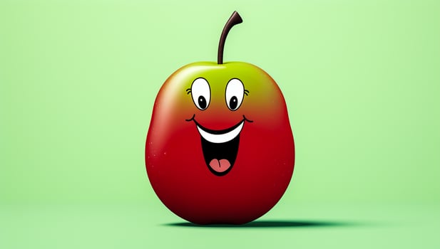 Funny apple with smiling face. AI generated photo
