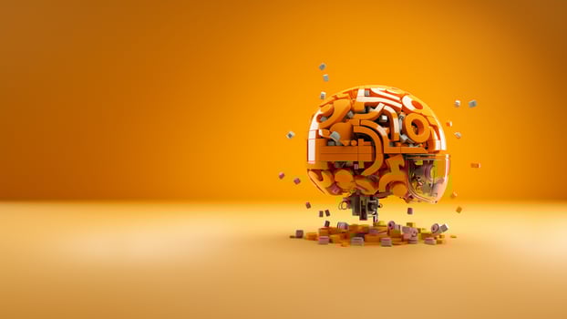 3D Brain made by plastic block photo