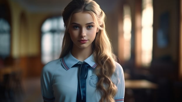 School girl in school photo