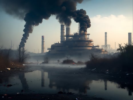 Urban Pollution and Environmental Damage, Generative Ai photo