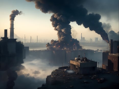 Urban Pollution and Environmental Damage, Generative Ai photo
