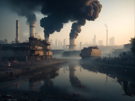 Urban Pollution and Environmental Damage, Generative Ai photo