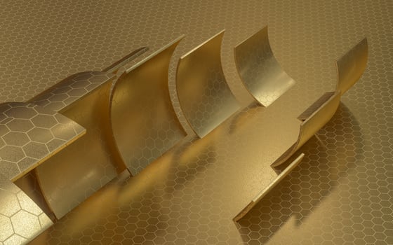 Golden curve geometry background, luxury decoration, 3d rendering. photo