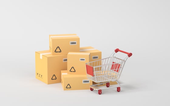Recyclable boxes and logistics transportation, 3d rendering. photo