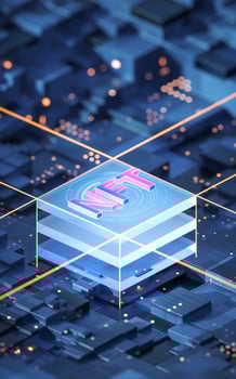 NFT nonfungible tokens concept and circuit, 3d rendering. photo