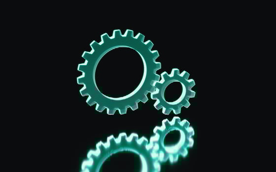 Holographic image of gear, futuristic element, 3d rendering. photo