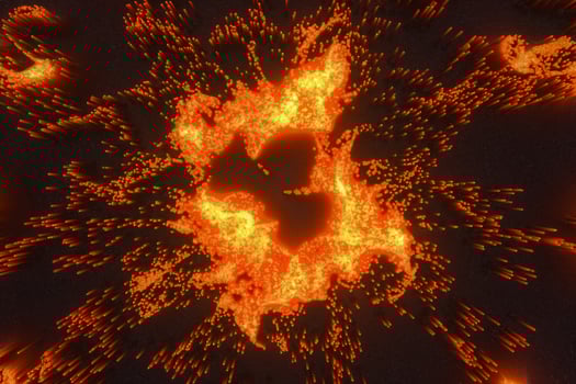 Glowing fiery background, burning firestorm, 3d rendering. photo