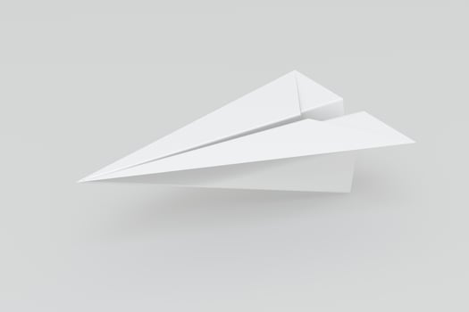 White paper plane with white background, 3d rendering. photo