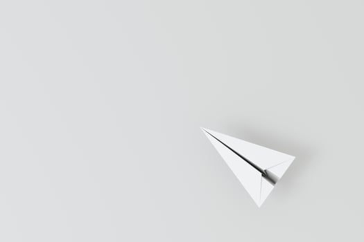 White paper plane with white background, 3d rendering. photo
