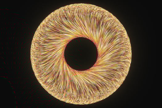 Glowing lines with round resource, power and line art, 3d rendering. photo