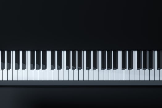 Piano keys with dark background, 3d rendering. photo