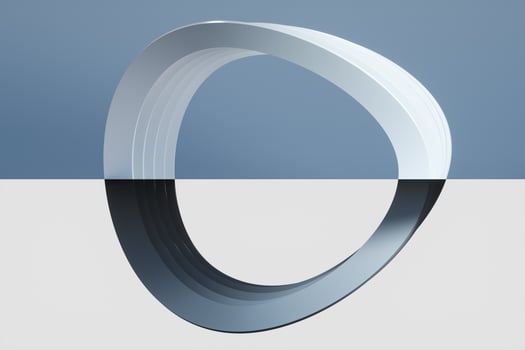 Curve loop rings on the two-tone background, 3d rendering. photo