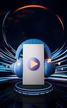 Earphone and mobile phone, 3d rendering. photo