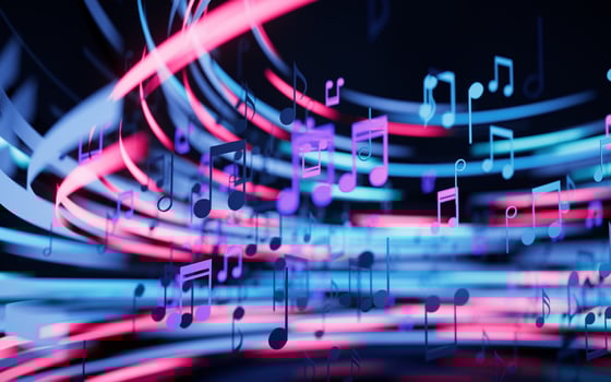 Music notes, musical tunes, 3d rendering. photo