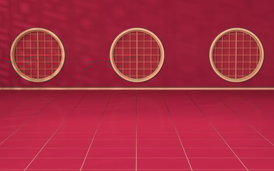 Empty Chinese traditional room, 3d rendering. photo