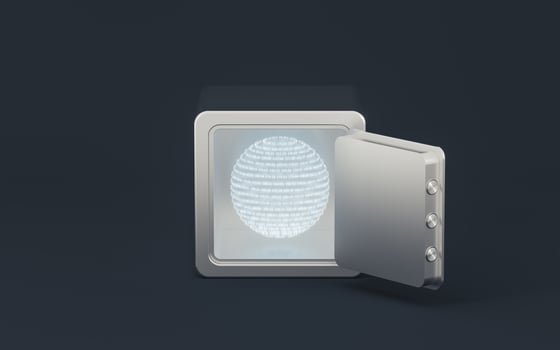 Safe box with dark background, 3d rendering. photo
