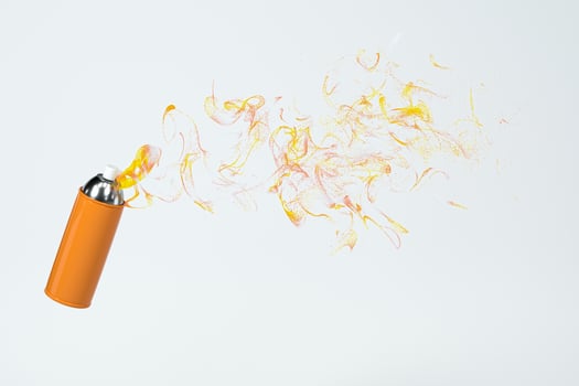 Splashing powder particles coming from the spray can, 3d rendering. photo