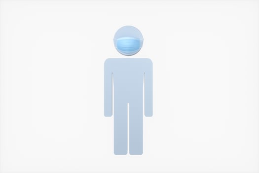 People wear masks with white background, 3d rendering. photo