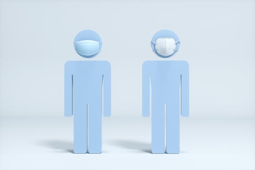 People wear masks with white background, 3d rendering. photo
