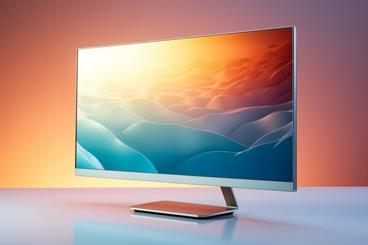 3d illustration of Desktop Computer-Colorful Monitor Screen, product design, AI Generative photo