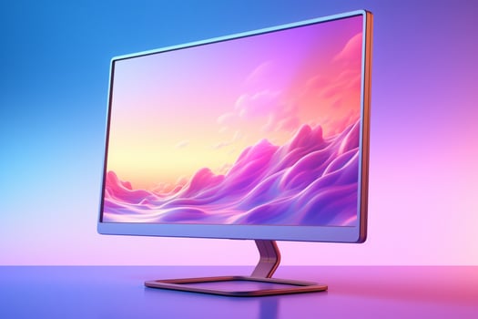 3d illustration of Desktop Computer-Colorful Monitor Screen, product design, AI Generative photo