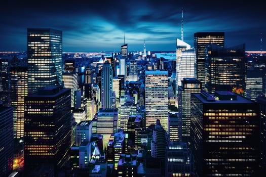 Business in a financial district of a big city AI generative photo