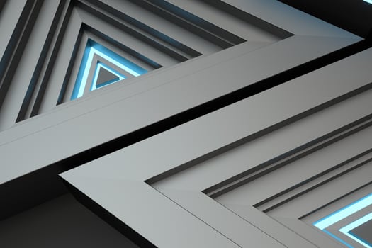 Polished triangle metal frame, 3d rendering. photo