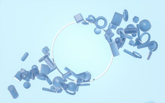 The creative geometries with metal circles, 3d rendering. photo
