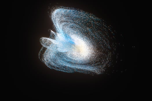 Glowing shiny sparkles with black background, 3d rendering. photo
