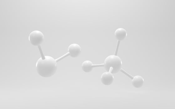 Simplicity chemical molecule with white background, 3d rendering. photo