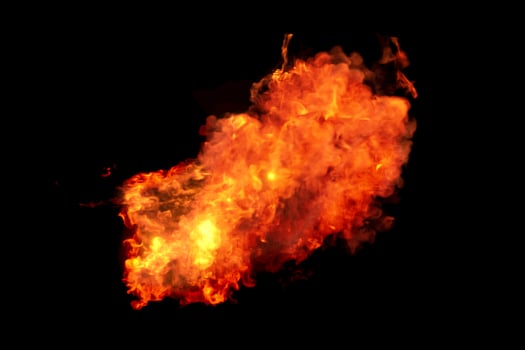 Burning flame with dark background, 3d rendering. photo