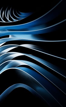 Metal curve geometry with dark background, 3d rendering. photo