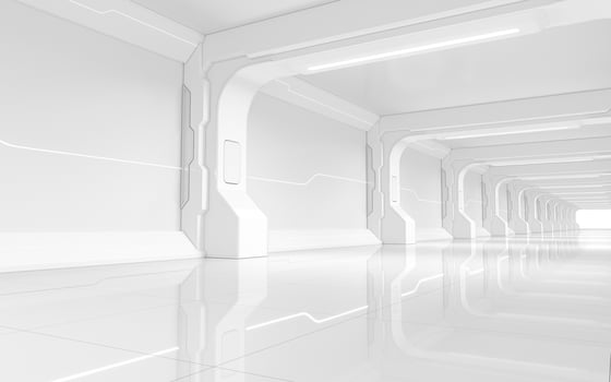 White empty tunnel, futuristic room, 3d rendering. photo