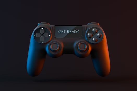 Game pad with GET READY on the screen, 3d rendering. photo