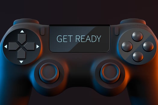 Game pad with GET READY on the screen, 3d rendering. photo