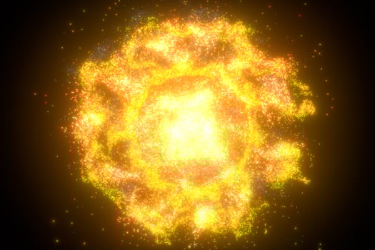 Glowing shiny sparkles with black background, 3d rendering. photo