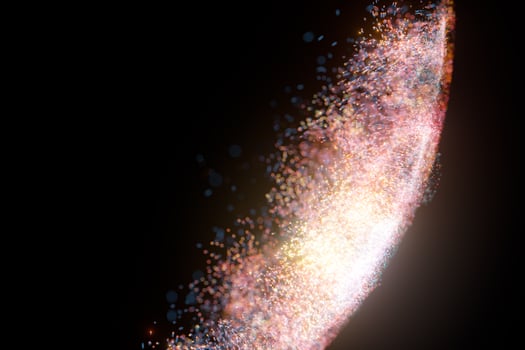 Glowing shiny sparkles with black background, 3d rendering. photo
