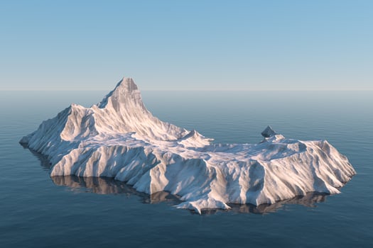 An island of snow mountain on the sea, 3d rendering. photo