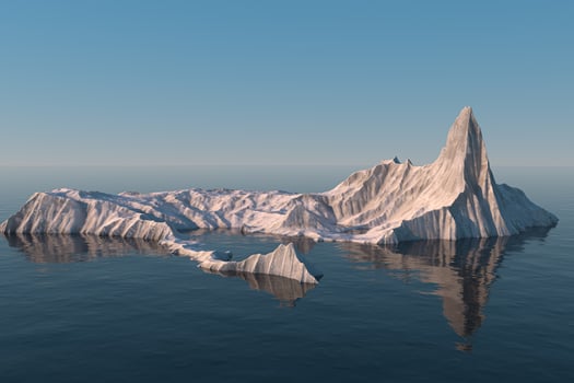 An island of snow mountain on the sea, 3d rendering. photo