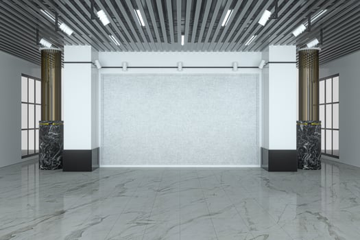 White empty room in the large showroom, 3d rendering. photo