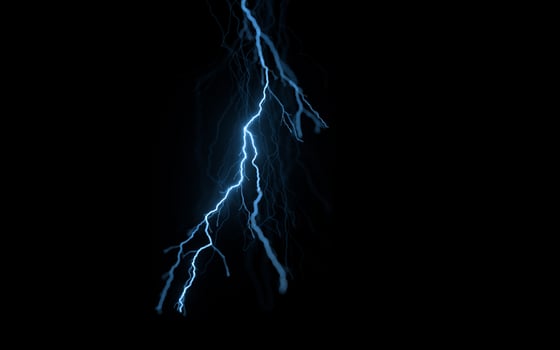 Lightning with black background, 3d rendering. photo