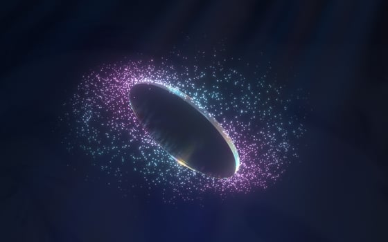 Round glass with light dispersion, 3d rendering. photo