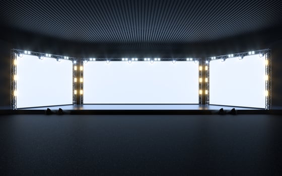 Exposition stage with blank billboard, 3d rendering. photo
