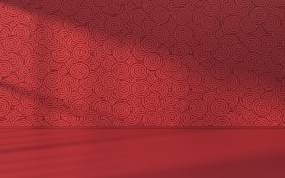 Empty room with red background, 3d rendering. photo