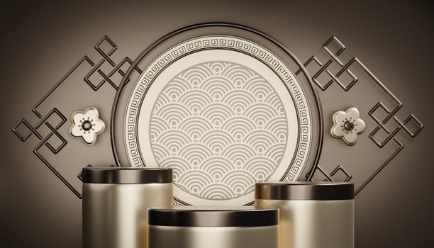 Gold stage podium decoration suitable for products. photo