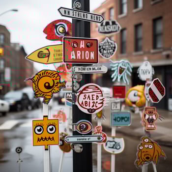 A sticker inspired by street signs with quirky or humorous photo