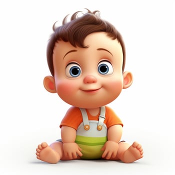 Baby 2d cartoon illustraton on white background high quali photo